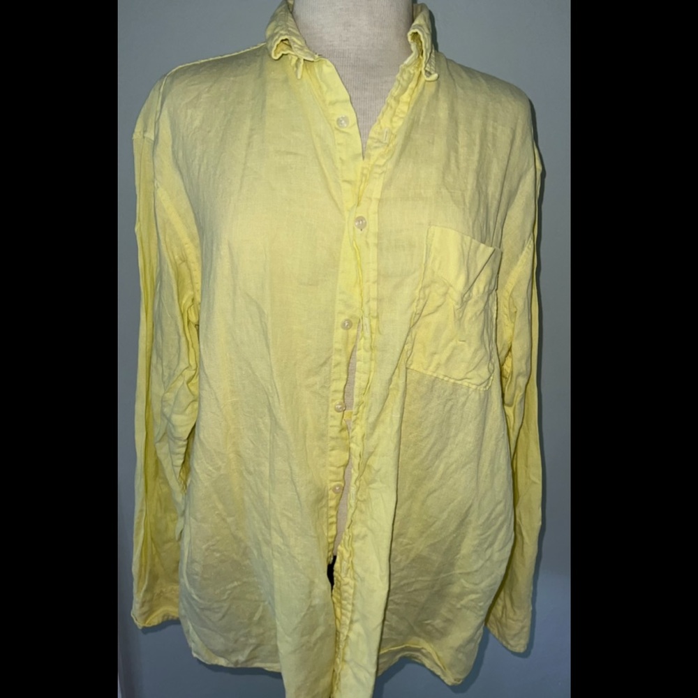 wrinkled linen shirt. I washed in cold and hung dry for sale. No time to iron!
